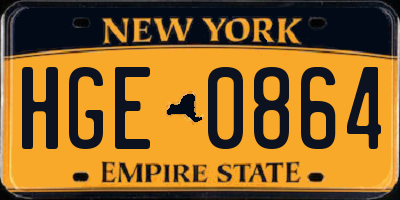 NY license plate HGE0864