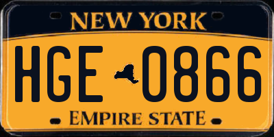NY license plate HGE0866