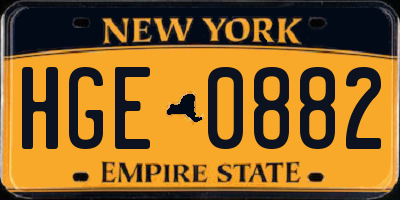 NY license plate HGE0882