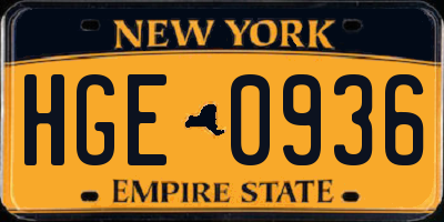 NY license plate HGE0936
