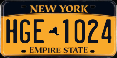 NY license plate HGE1024