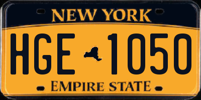 NY license plate HGE1050