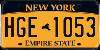 NY license plate HGE1053