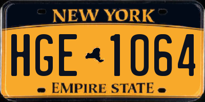 NY license plate HGE1064
