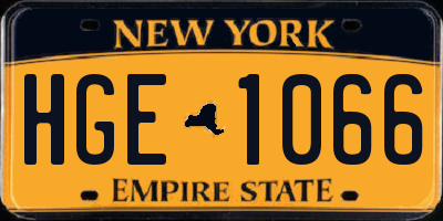 NY license plate HGE1066
