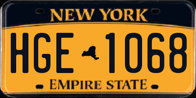 NY license plate HGE1068