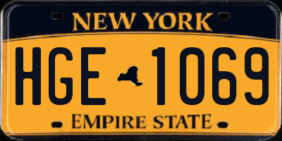NY license plate HGE1069