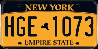 NY license plate HGE1073