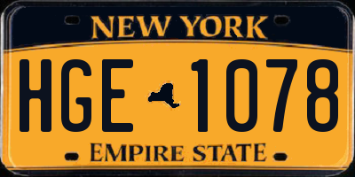 NY license plate HGE1078