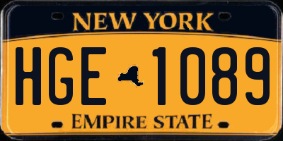 NY license plate HGE1089