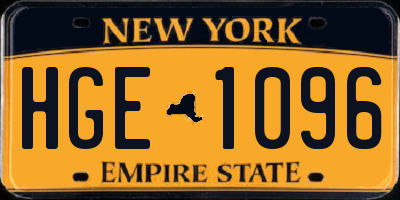NY license plate HGE1096