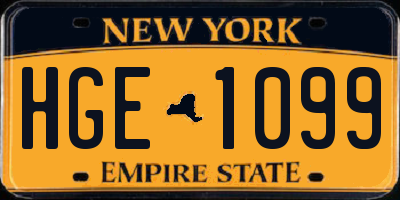NY license plate HGE1099