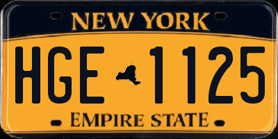 NY license plate HGE1125