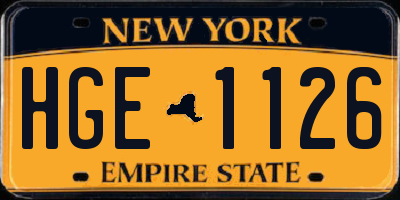 NY license plate HGE1126