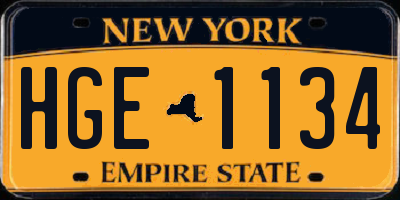 NY license plate HGE1134