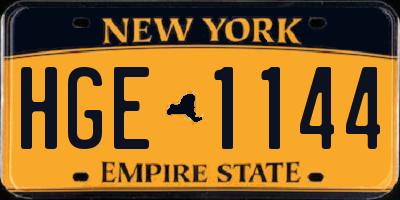 NY license plate HGE1144