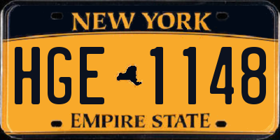 NY license plate HGE1148