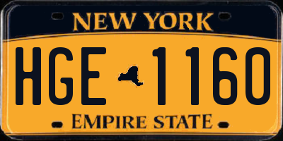 NY license plate HGE1160