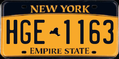 NY license plate HGE1163