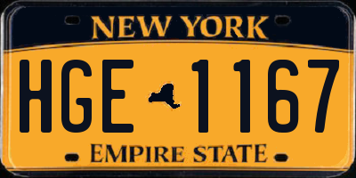 NY license plate HGE1167