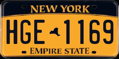 NY license plate HGE1169