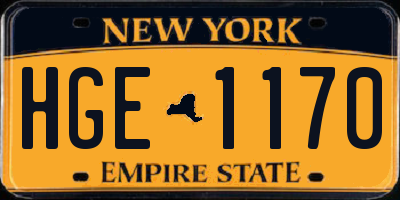 NY license plate HGE1170