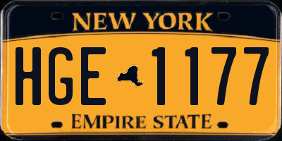 NY license plate HGE1177