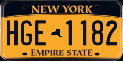 NY license plate HGE1182