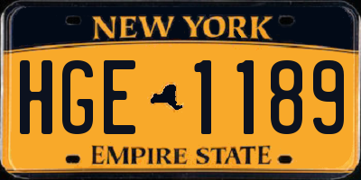 NY license plate HGE1189