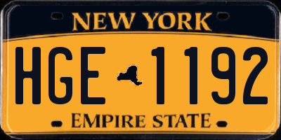 NY license plate HGE1192