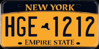 NY license plate HGE1212
