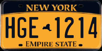 NY license plate HGE1214