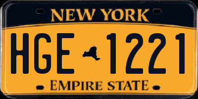 NY license plate HGE1221