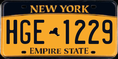 NY license plate HGE1229