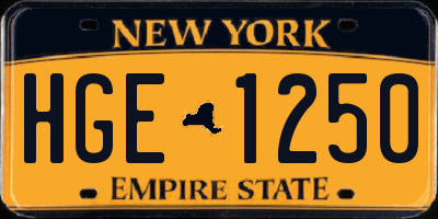 NY license plate HGE1250