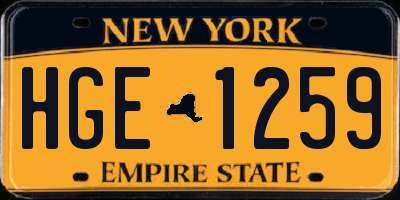 NY license plate HGE1259