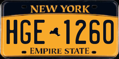 NY license plate HGE1260