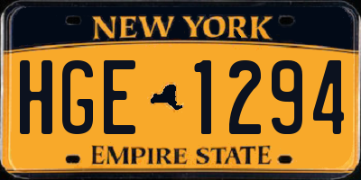 NY license plate HGE1294