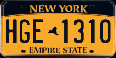 NY license plate HGE1310
