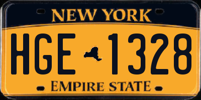 NY license plate HGE1328