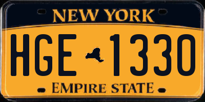 NY license plate HGE1330