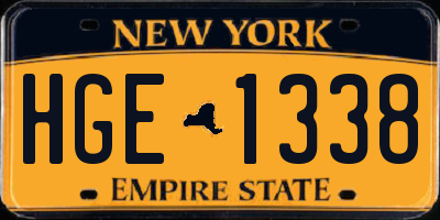 NY license plate HGE1338