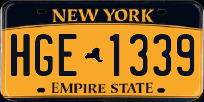 NY license plate HGE1339