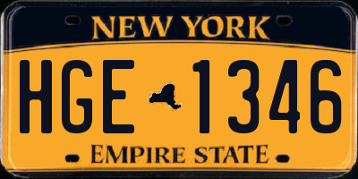 NY license plate HGE1346