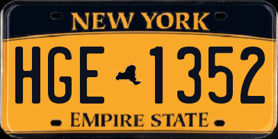 NY license plate HGE1352