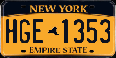 NY license plate HGE1353