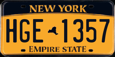 NY license plate HGE1357