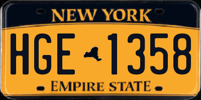 NY license plate HGE1358