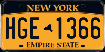 NY license plate HGE1366