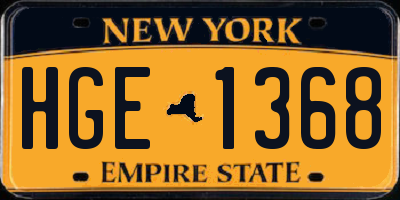 NY license plate HGE1368